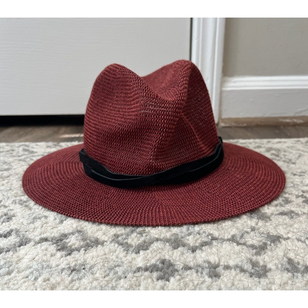 Goorin Bros Bold Hatmakers Fatima Fedora Hat Burgundy with Black Band Size Small